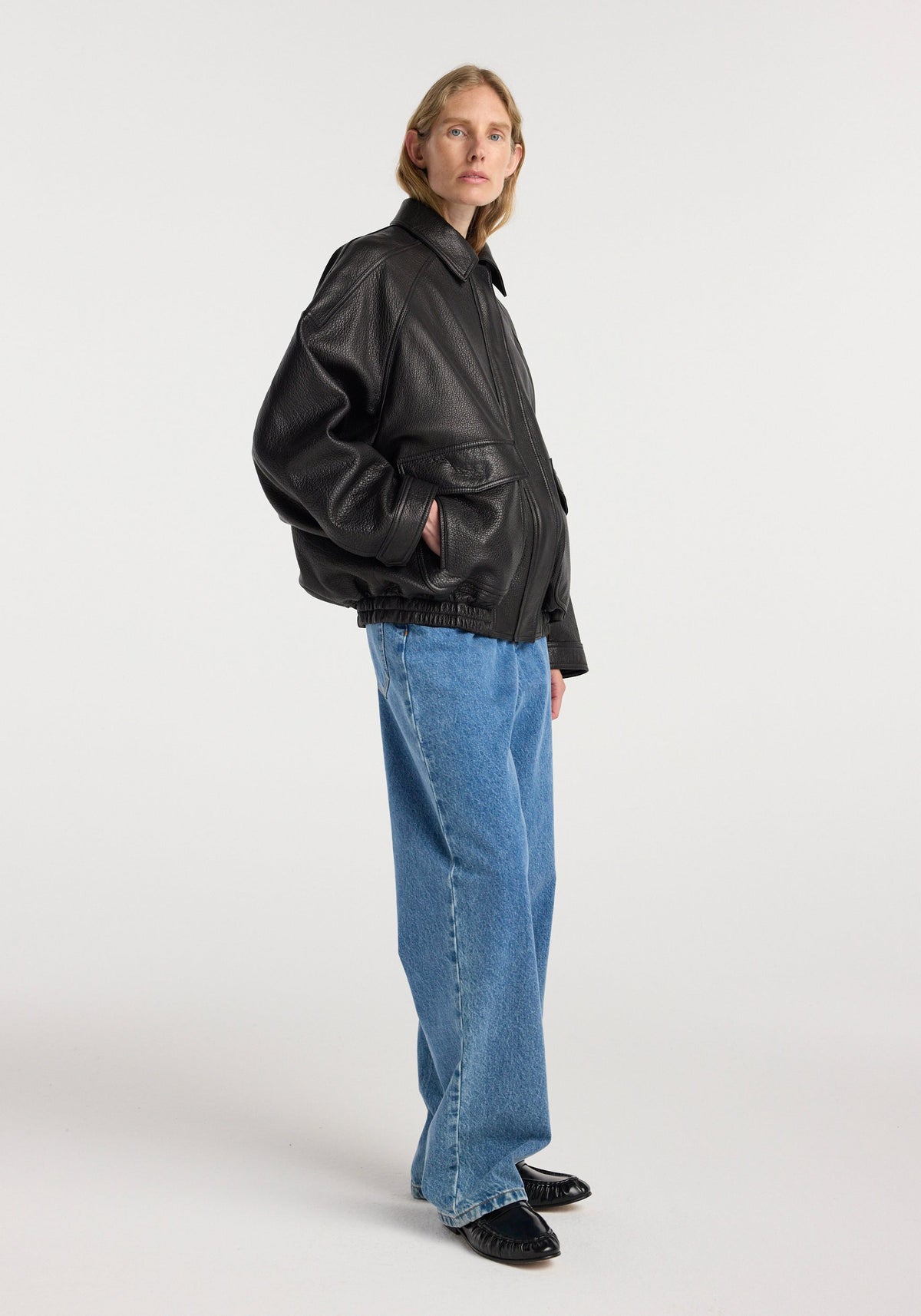 Róhe - Grain Nappa Aviator Jacket - Black