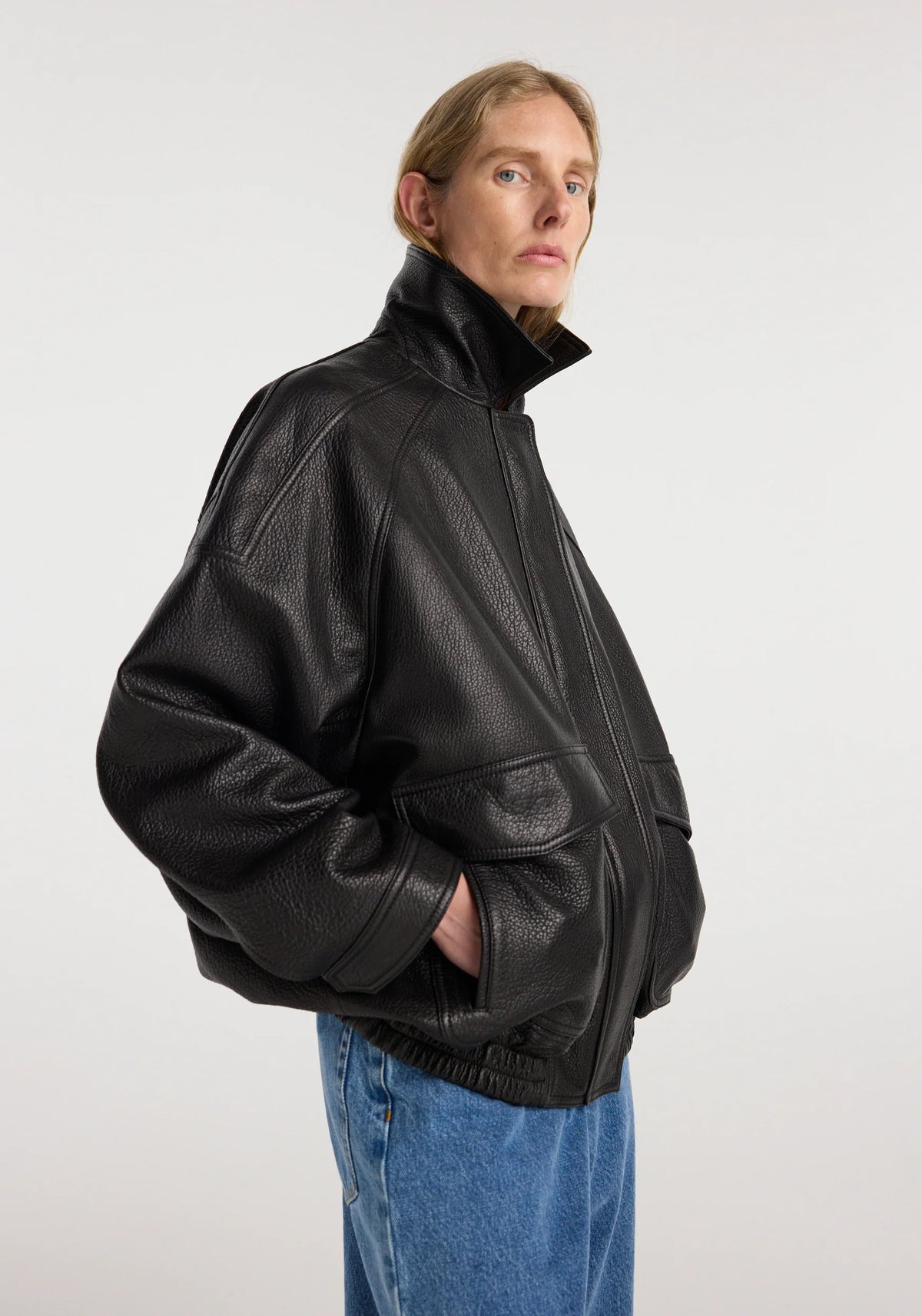 Róhe - Grain Nappa Aviator Jacket - Black