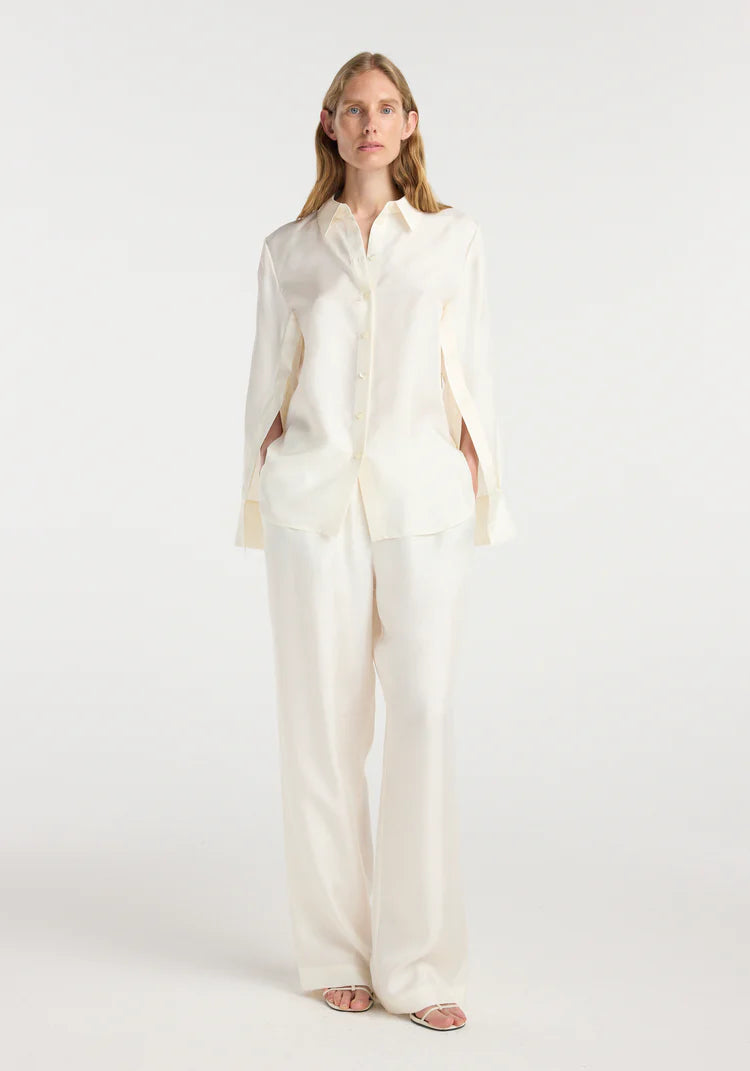 Róhe - Silk Open-Sleeve Shirt - Cream