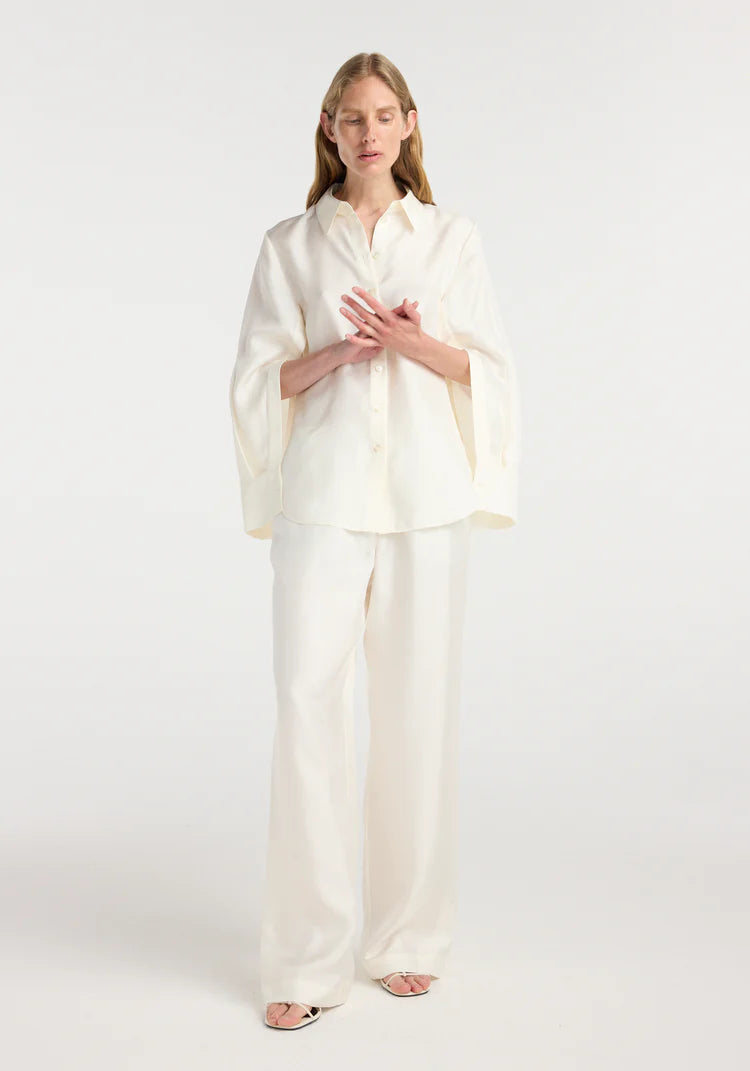 Róhe - Silk Open-Sleeve Shirt - Cream