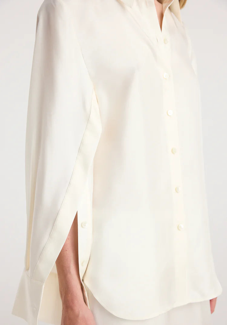 Róhe - Silk Open-Sleeve Shirt - Cream