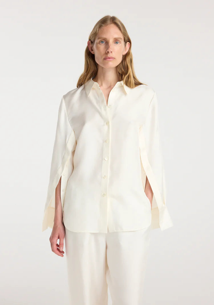 Róhe - Silk Open-Sleeve Shirt - Cream