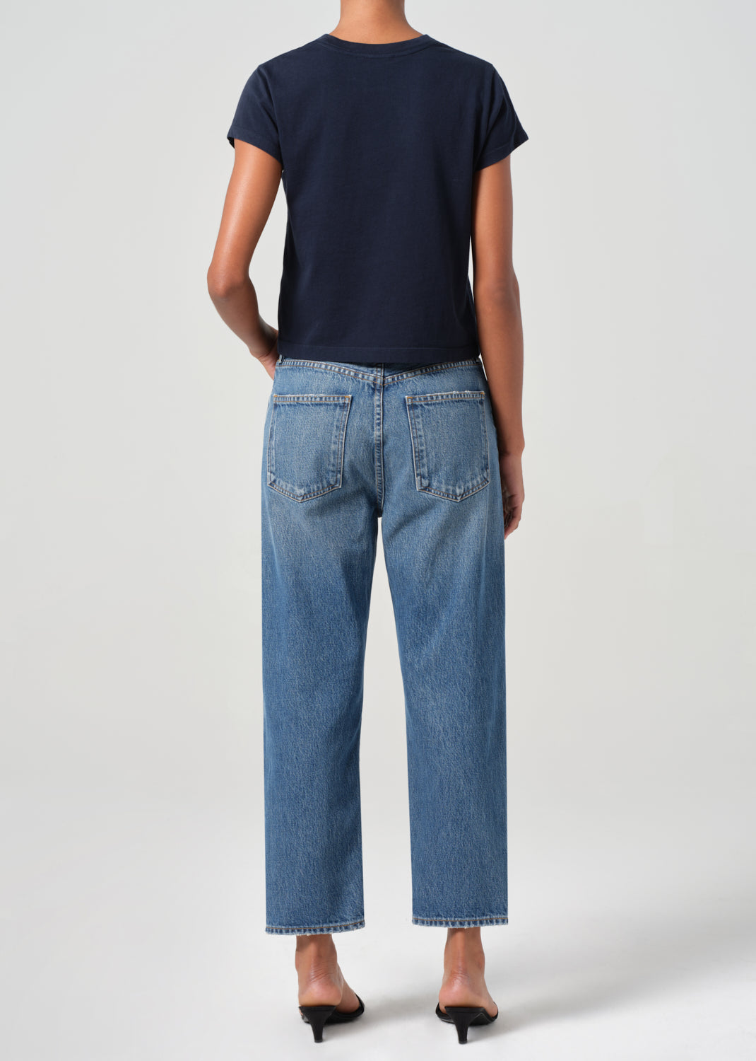 Agolde - Crop Mid Rise Straight Jeans - Blue
