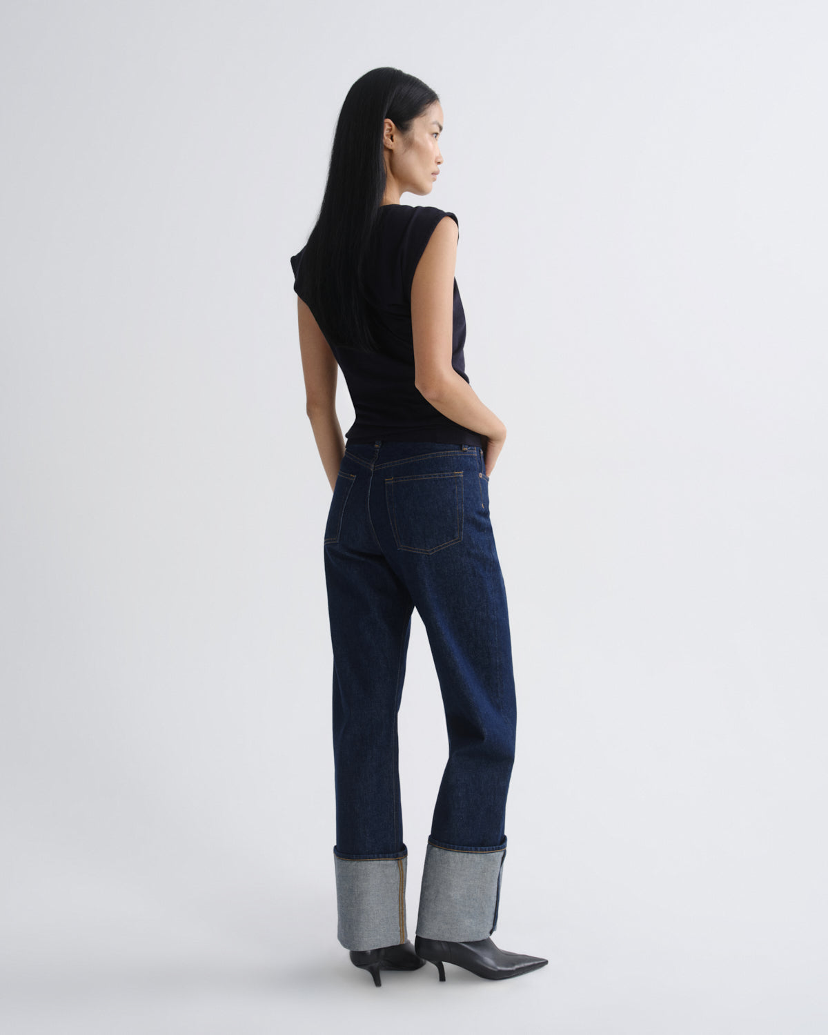 Agolde - Cuffed Straight Leg Jeans - Deep Indigo