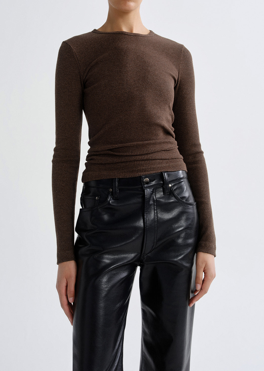 Agolde - Ribbed Long Sleeve Top - Dark Olive