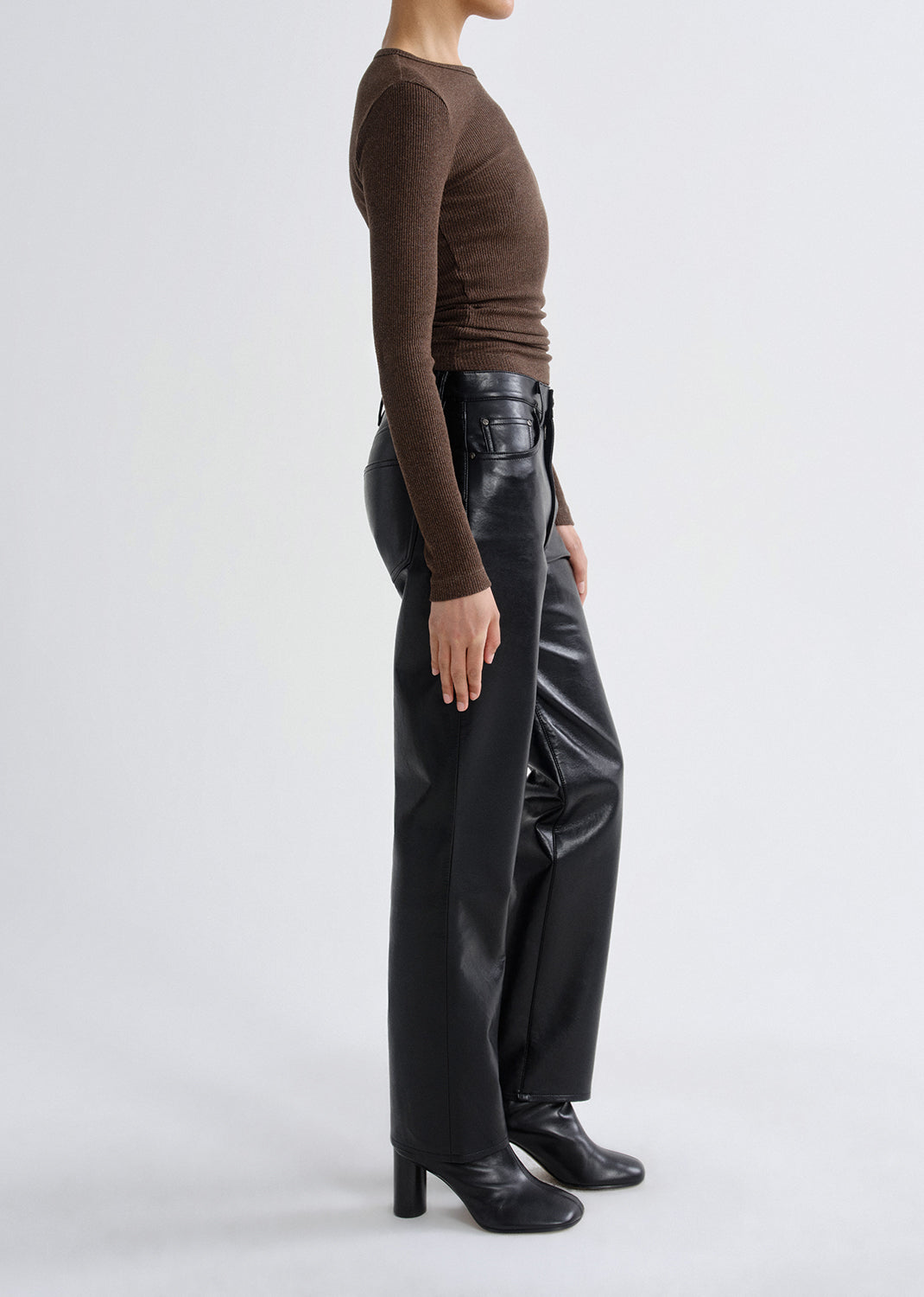 Agolde - Ribbed Long Sleeve Top - Dark Olive
