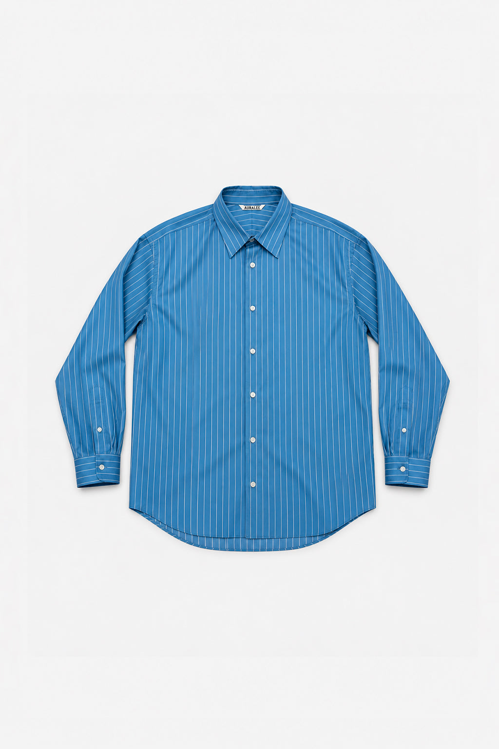 Auralee - Cotton Silk Stripe Shirt - Sax Blue Stripe