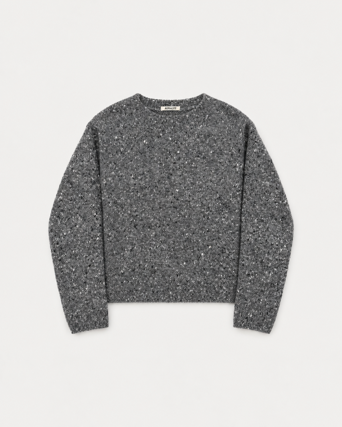 Auralee - Low Gauge Wool Boat Neck Knit - Charcoal