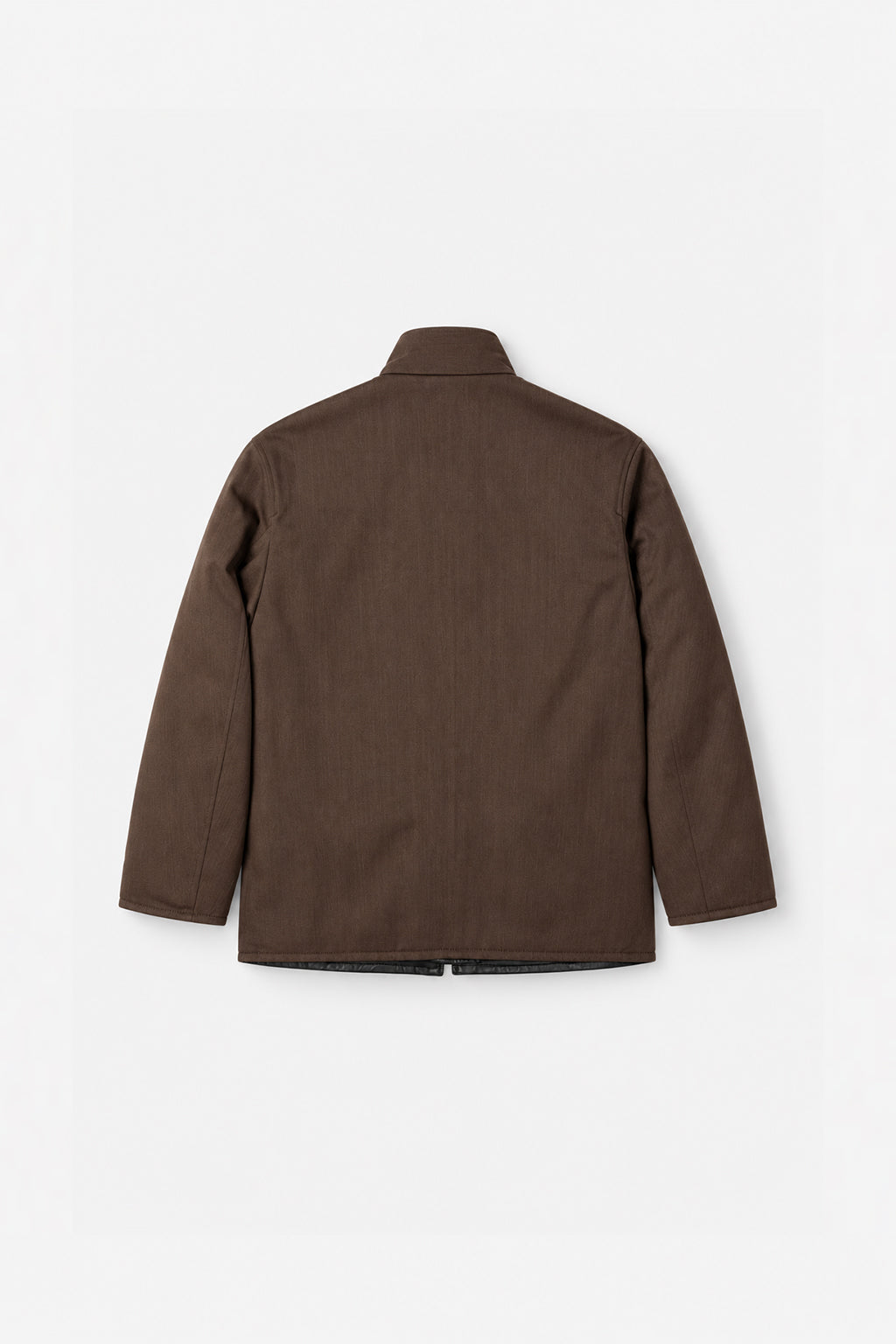 Auralee - Reversible Wool And Leather Half Coat - Brown Chambray / Black