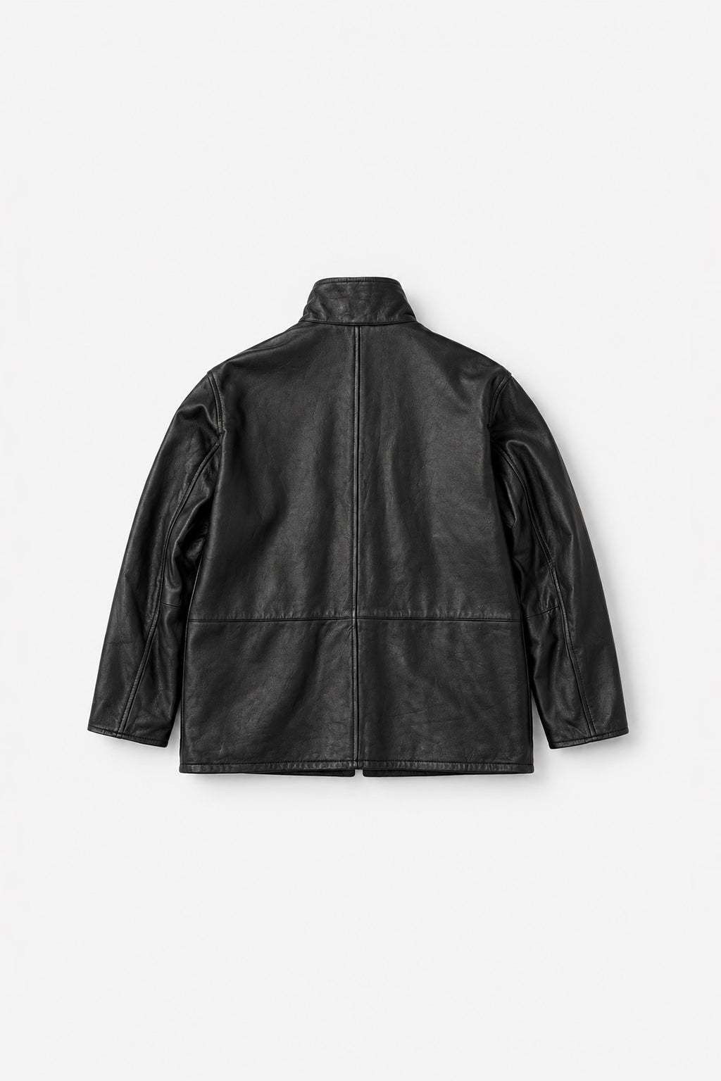 Auralee - Reversible Wool And Leather Half Coat - Brown Chambray / Black