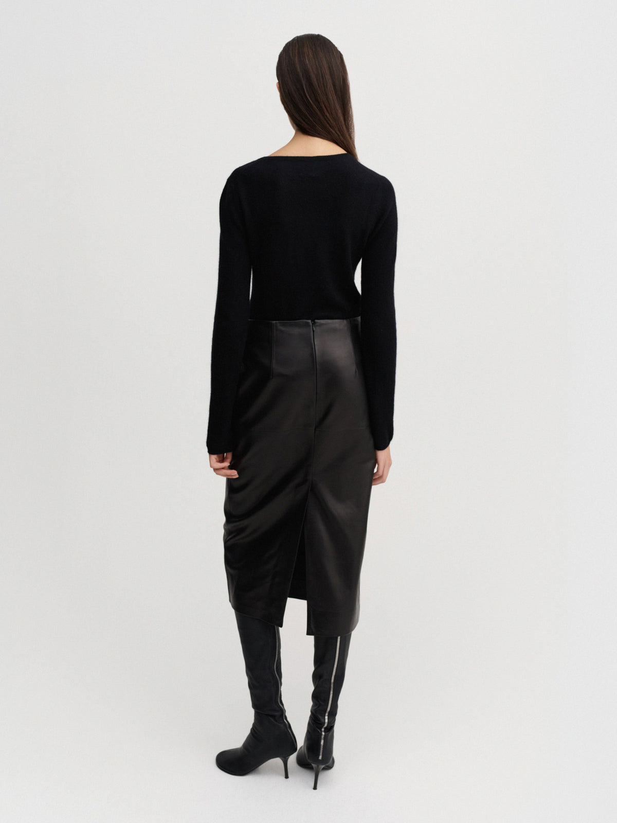 Almada Label - Leather Pencil Skirt - Black