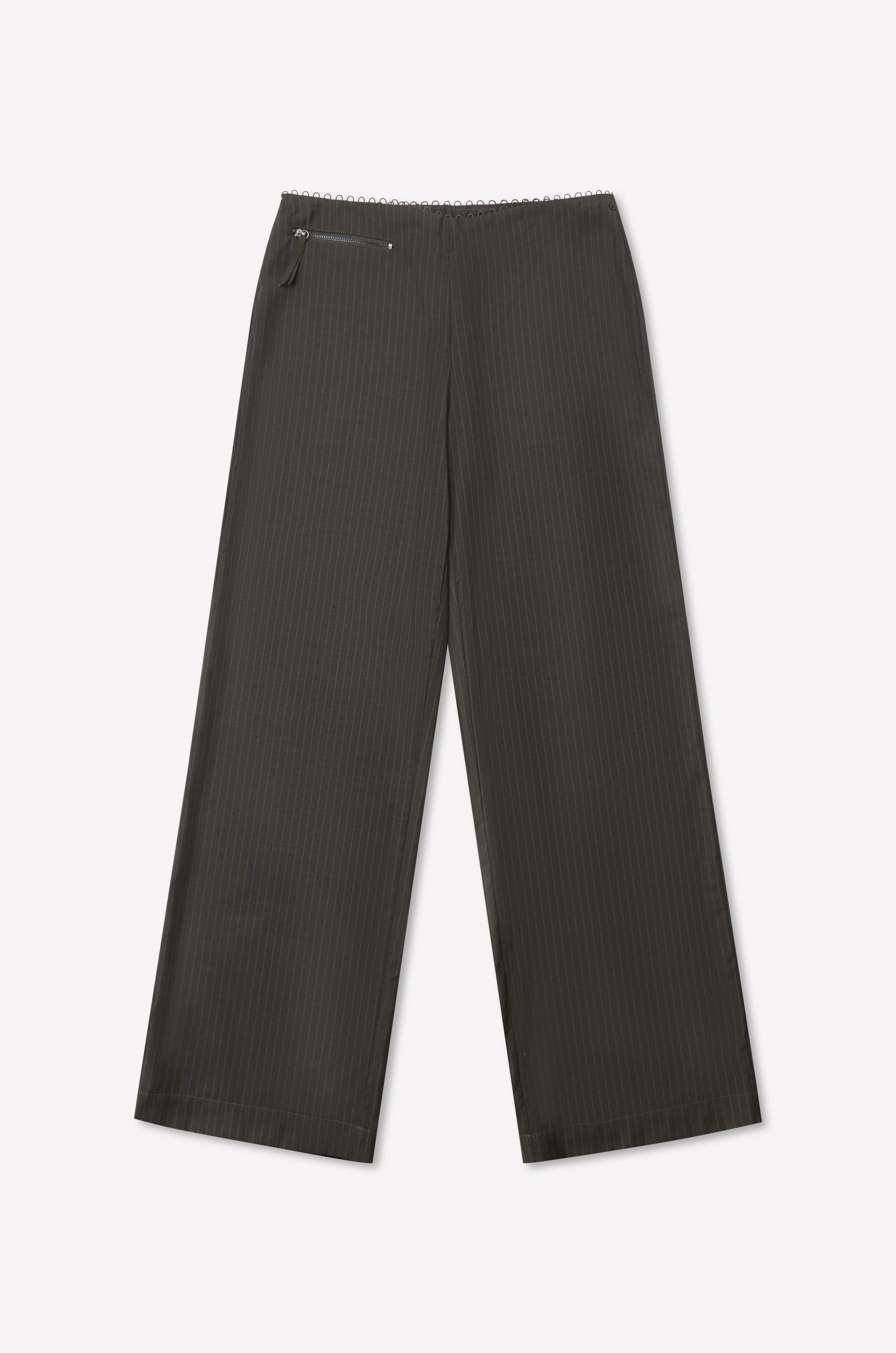 Deiji Studios - Pure Wool Zip Pant Set - Charcoal Stripe