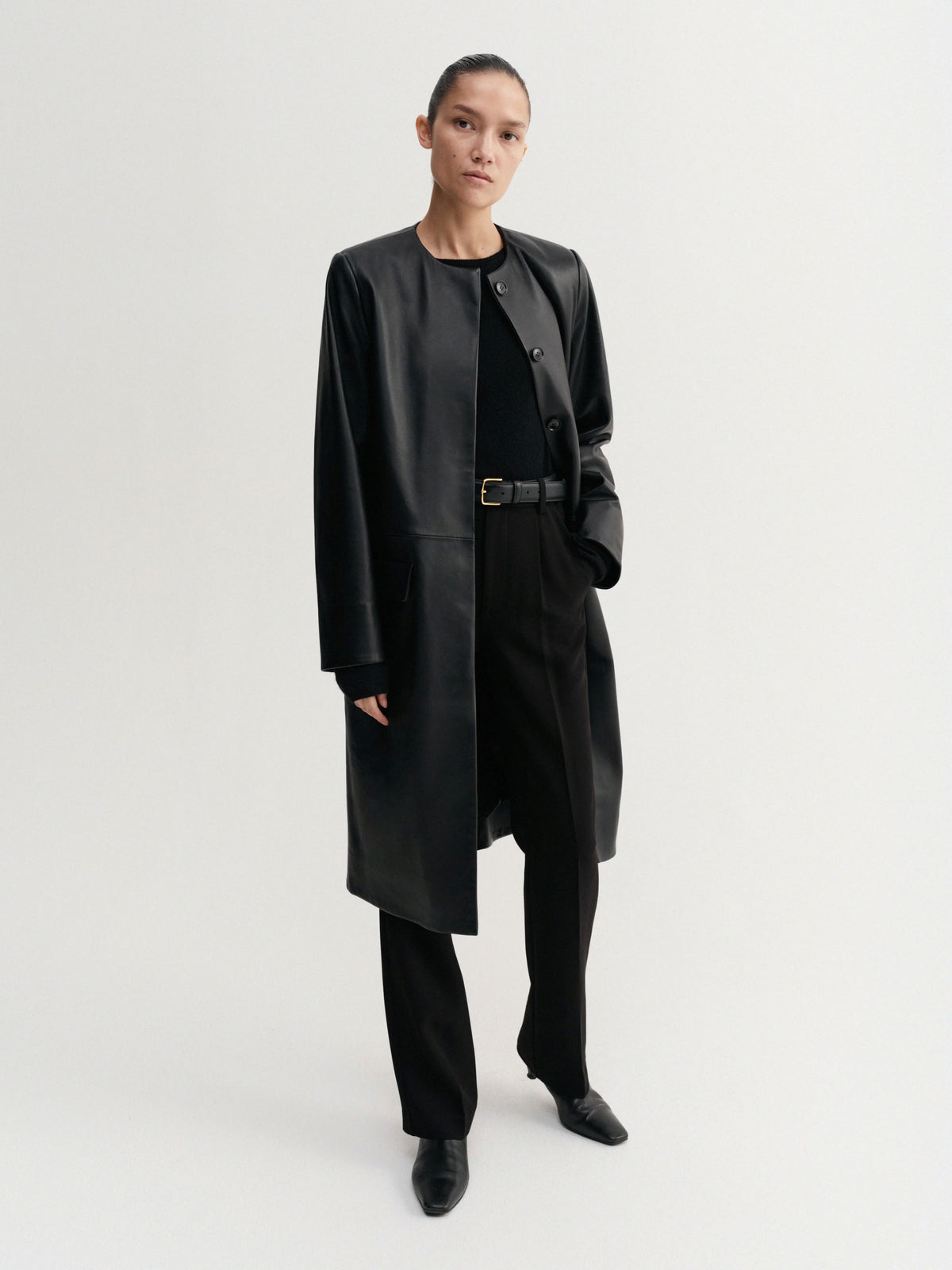 Almada Label - Leather Coat - Black