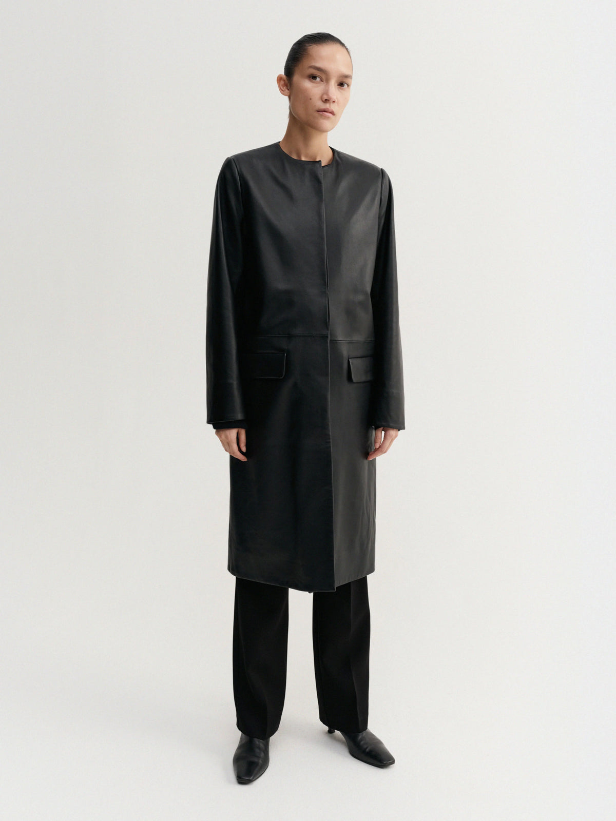 Almada Label - Leather Coat - Black