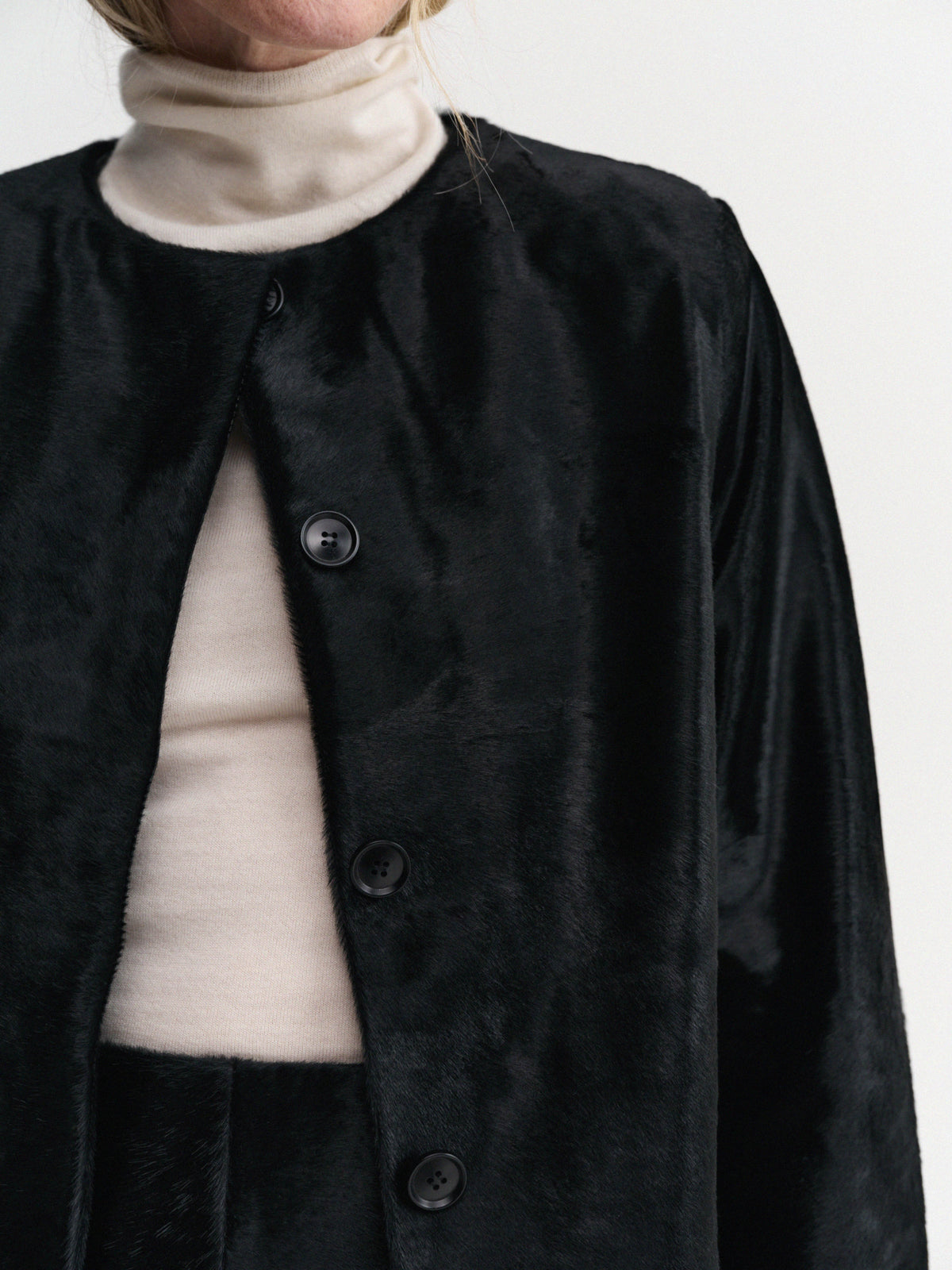 Almada Label - Pony Leather Coat - Black