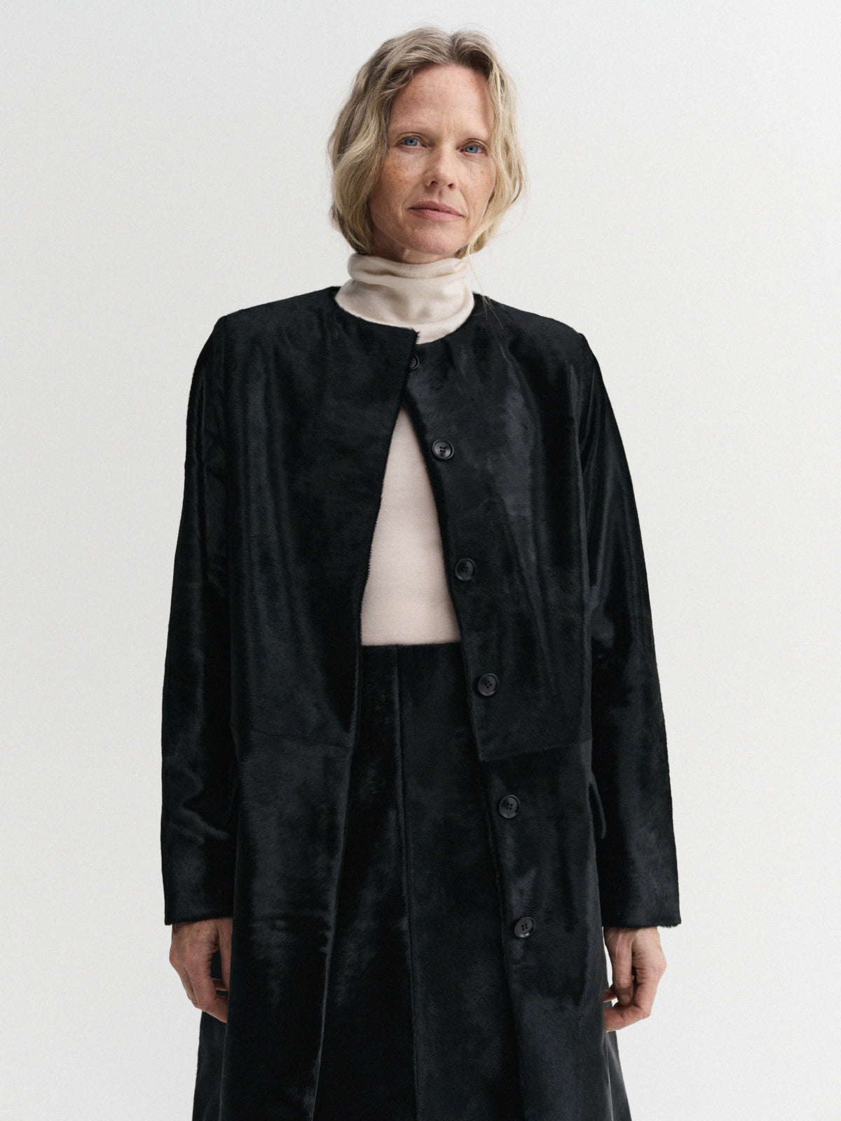 Almada Label - Pony Leather Coat - Black