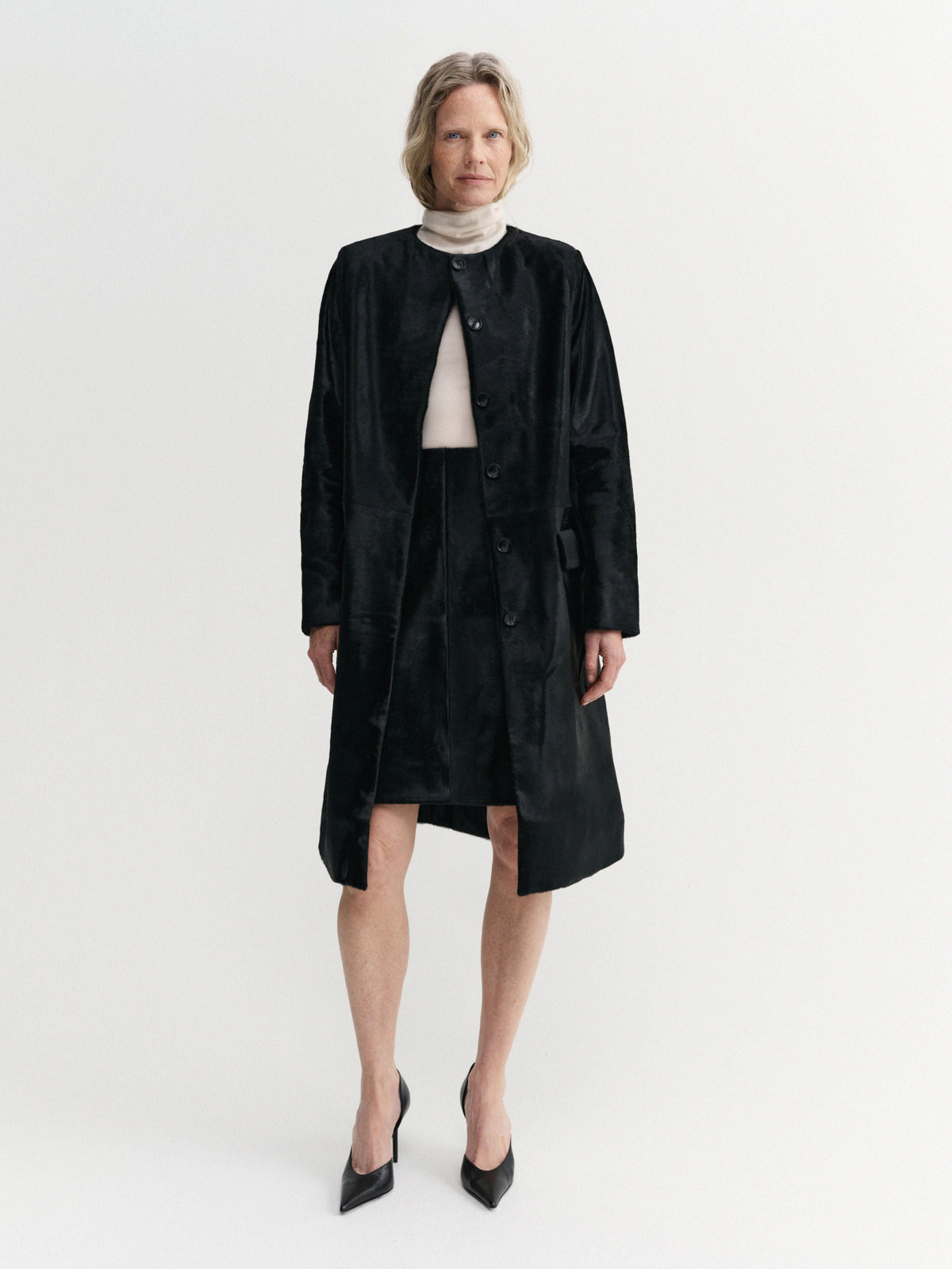 Almada Label - Pony Leather Coat - Black