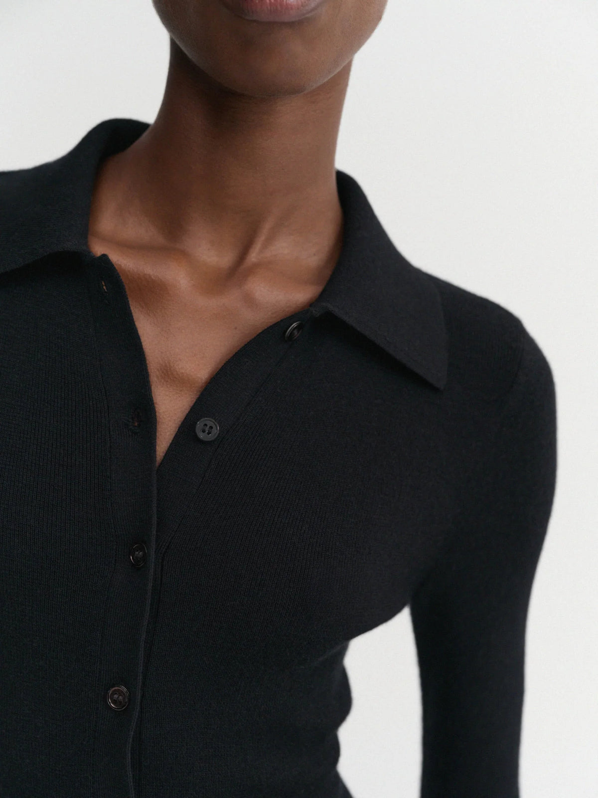 Almada Label - Silk Wool Cashmere Rib Cardigan - Black