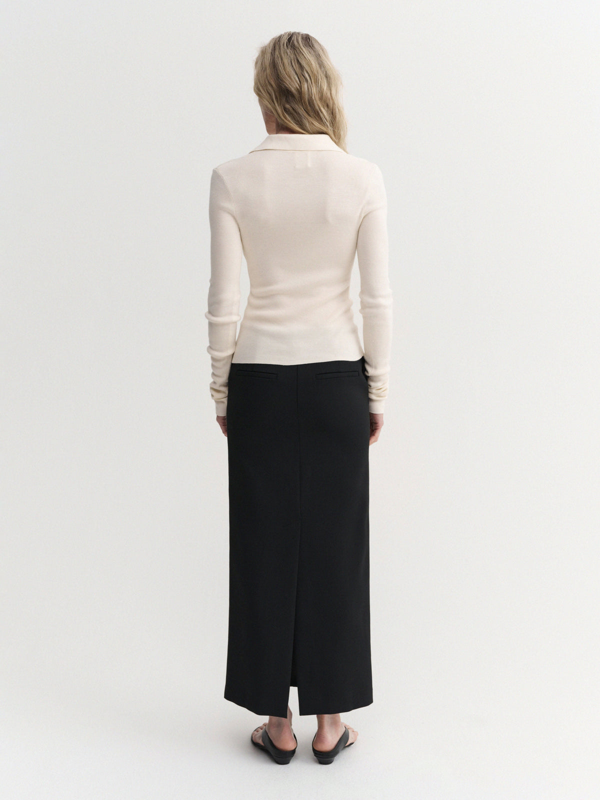 Almada Label - Silk Wool Cashmere Rib Cardigan - Cream