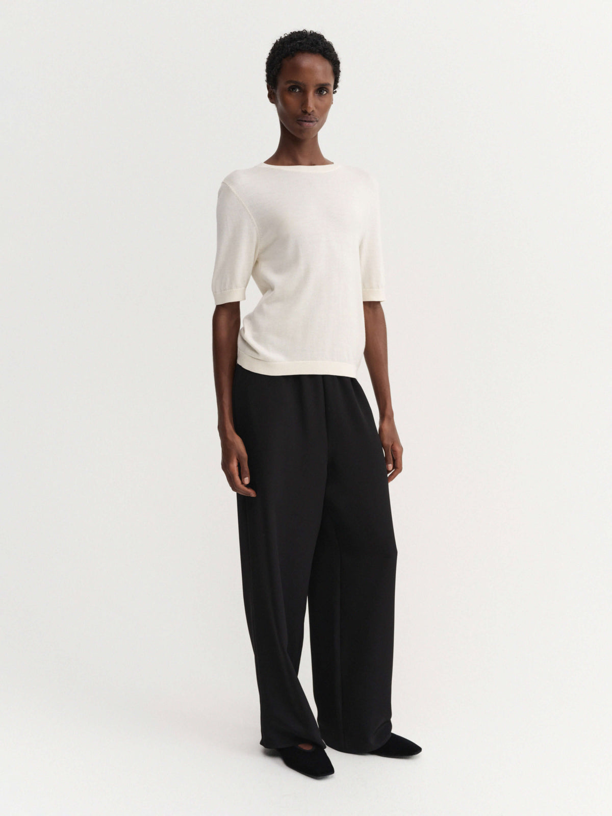 Almada Label - Silk Wool Cashmere Knit T-Shirt - Cream