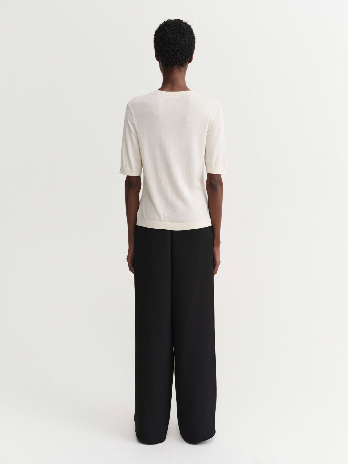 Almada Label - Silk Wool Cashmere Knit T-Shirt - Cream