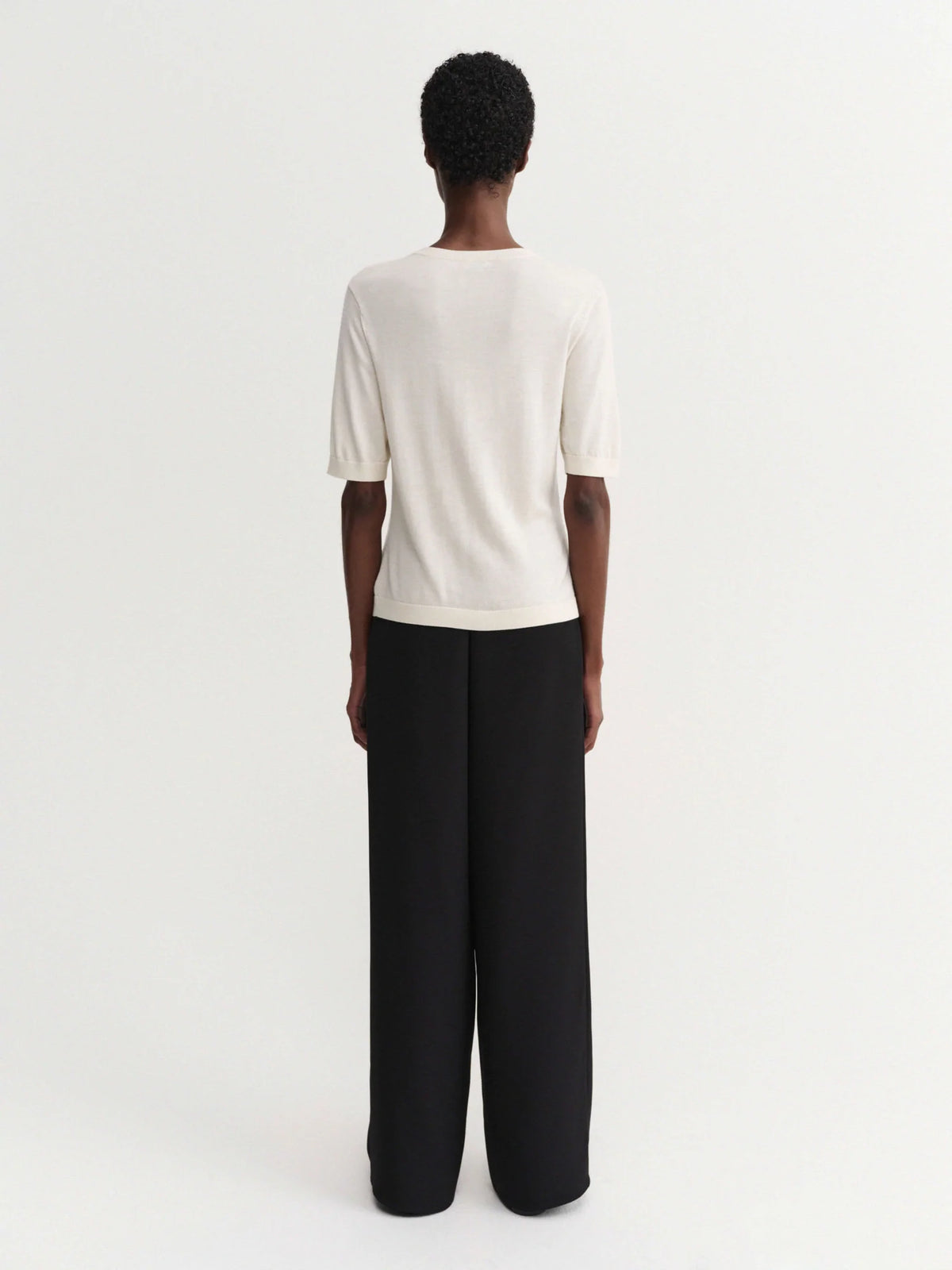 Almada Label - Silk Wool Cashmere Knit T-Shirt - Cream
