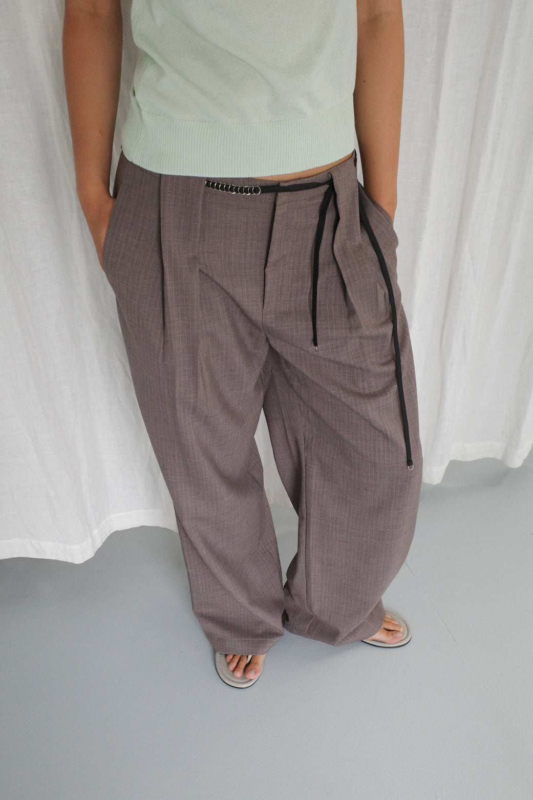 Deiji Studios - Pant - Grey Pink Stripe
