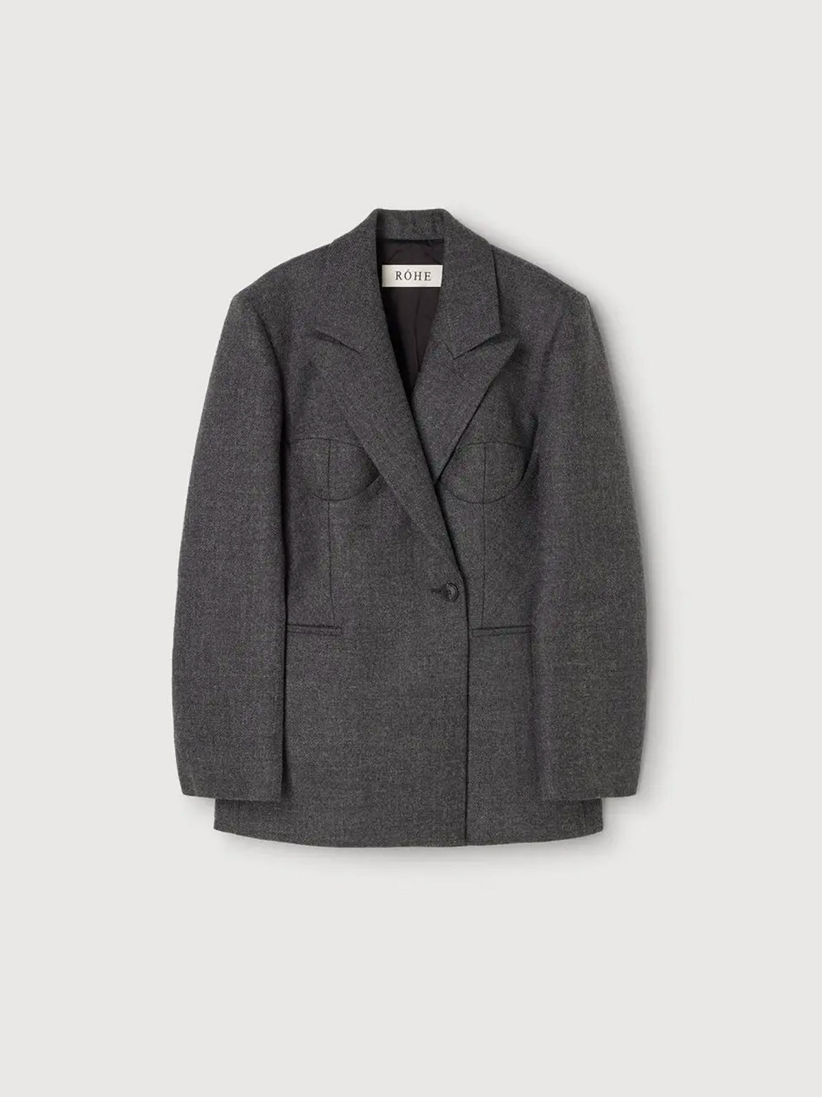 Róhe - Cup Detailed Blazer - Grey Melange