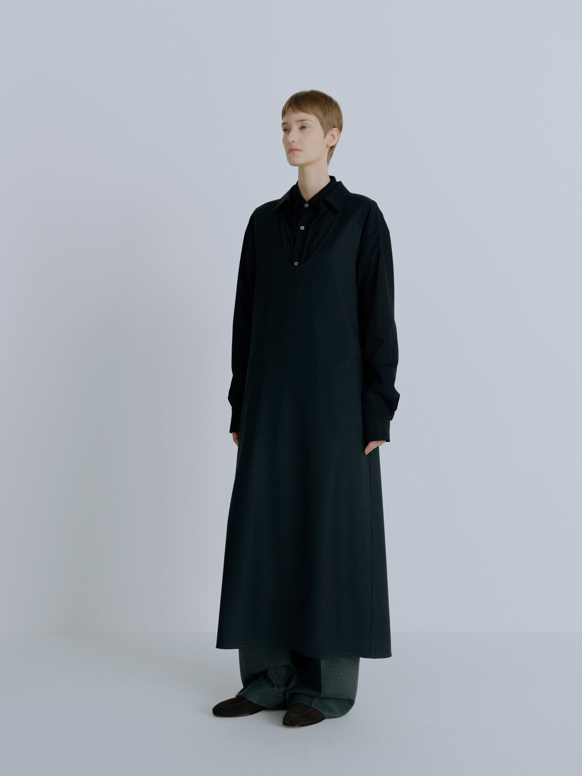 Ssstein - Wool Silk Relaxed Dress - Charcoal