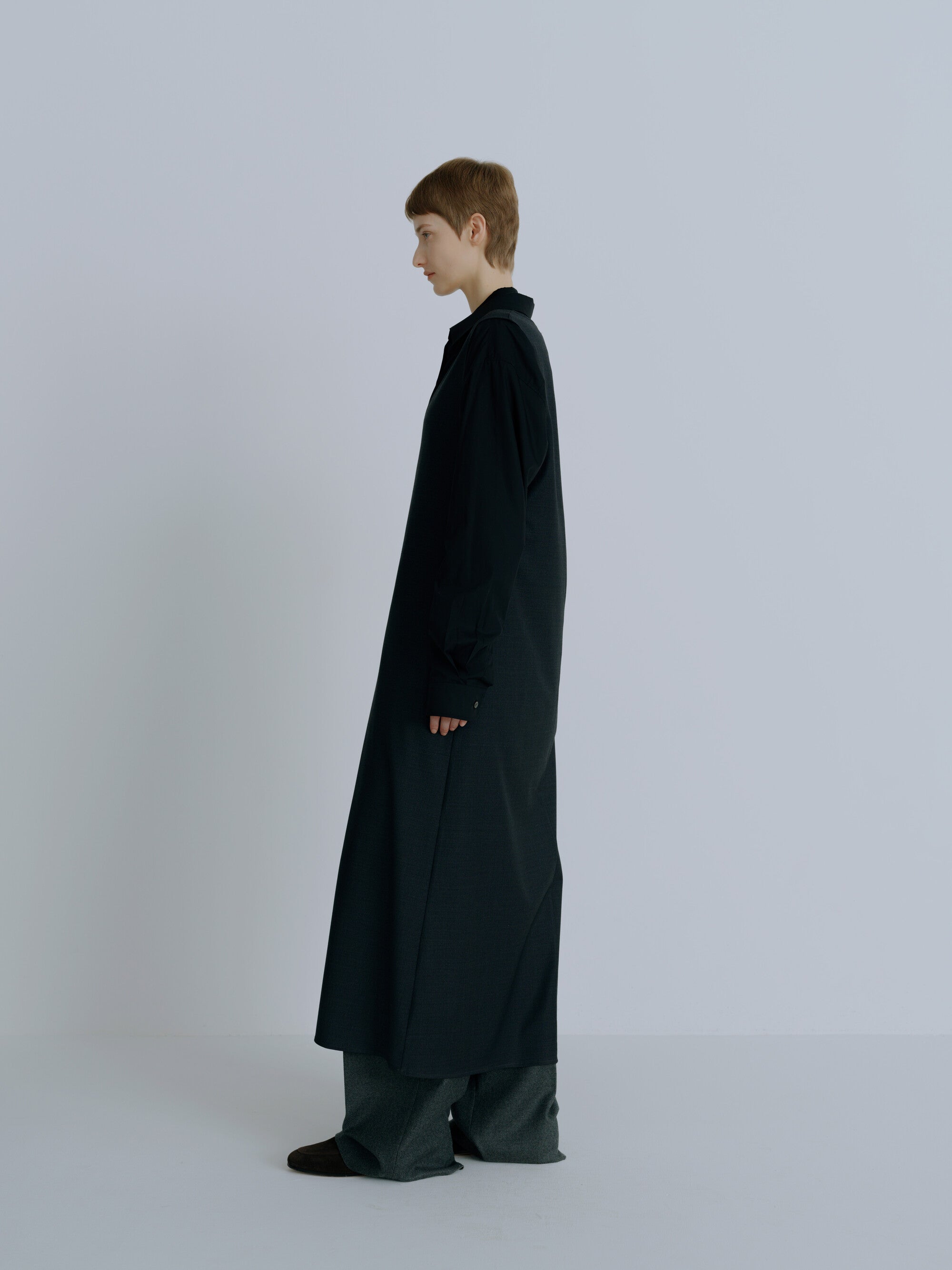 Ssstein - Wool Silk Relaxed Dress - Charcoal