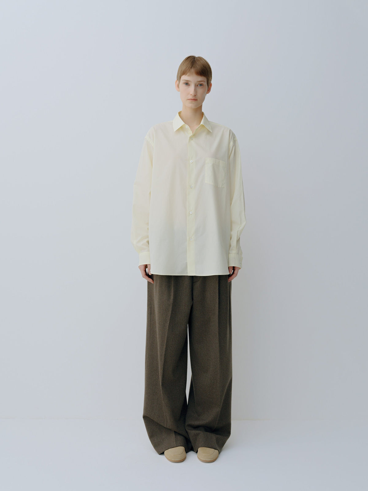 Ssstein - Oversized Cotton Shirt - Off Grey
