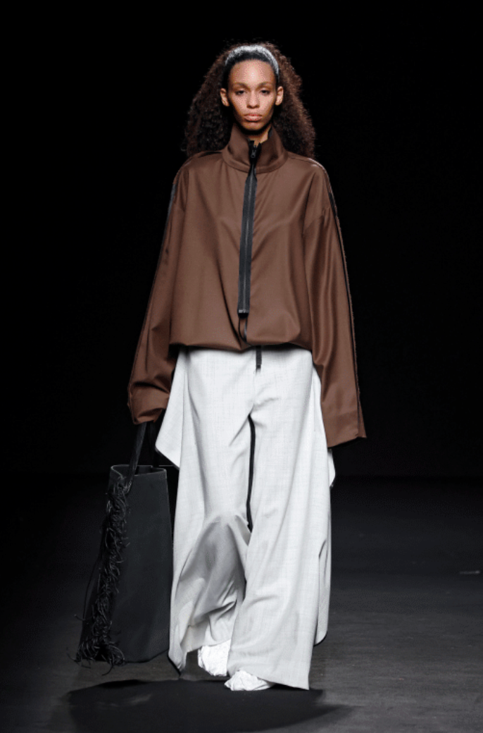 Aleš Hnátek - Square Trousers - Greige / Black Wool