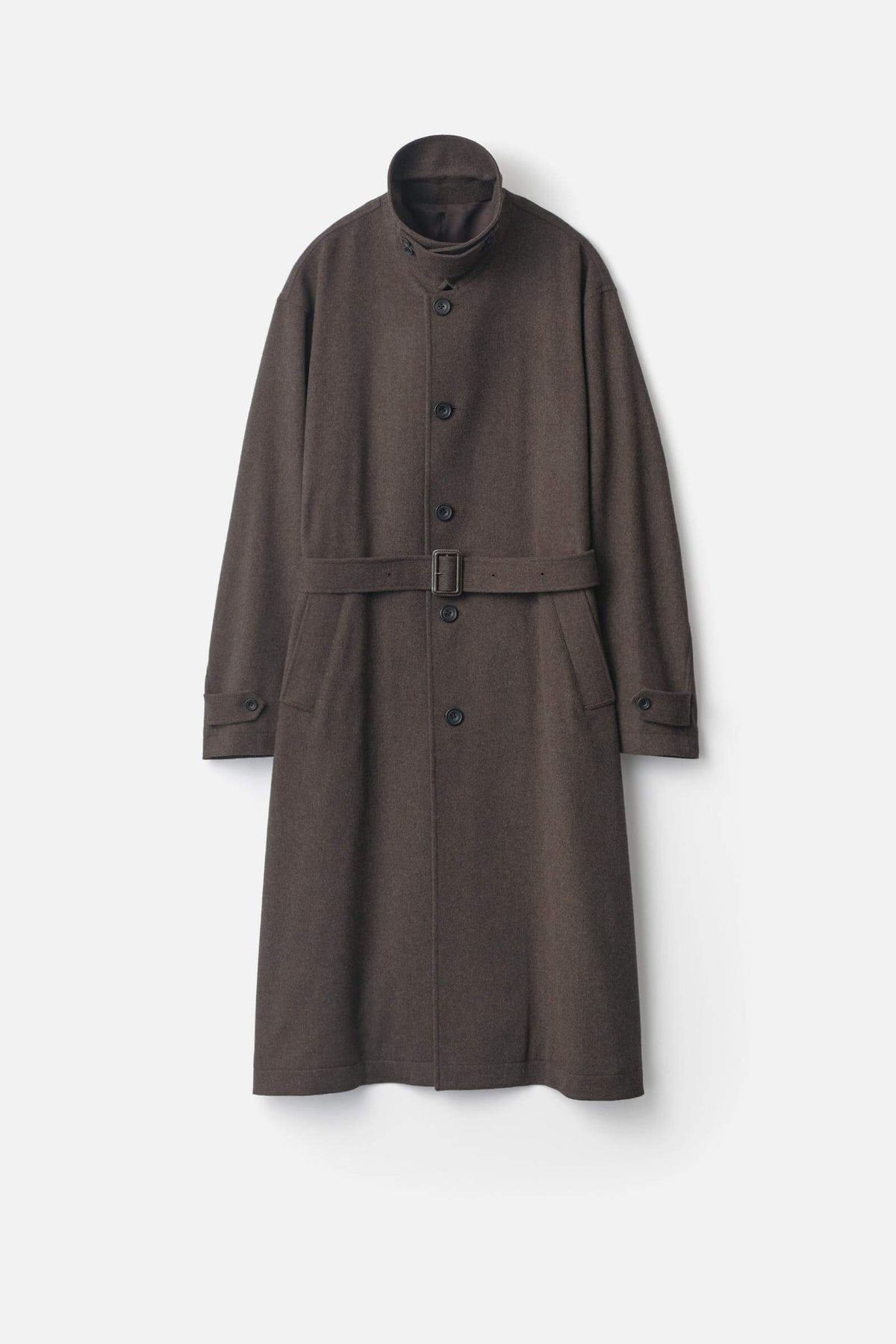 Ssstein -  Loro Piana Doeskin Wool Balmacaan Coat Grey Brown - Grey Brown