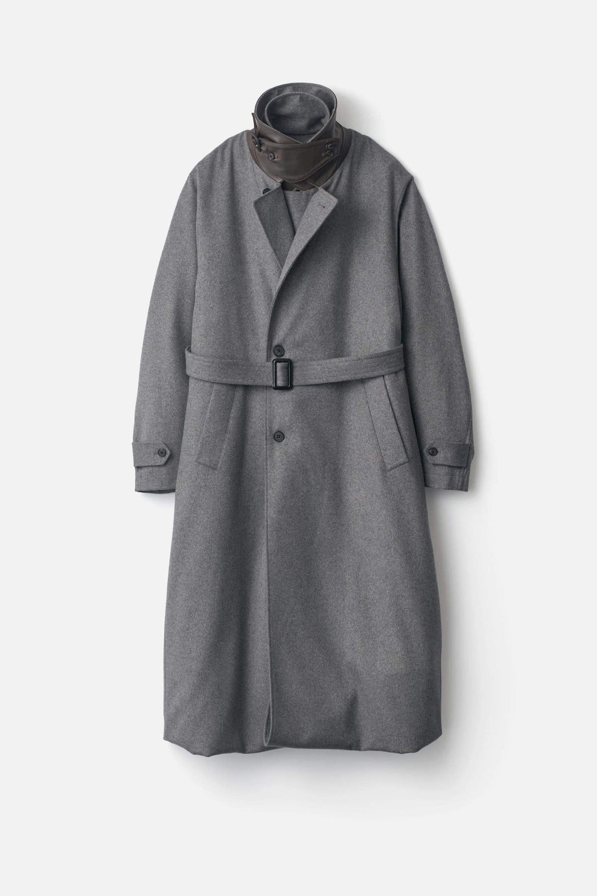 Ssstein - Layered Wool Cashmere Coat - Grey