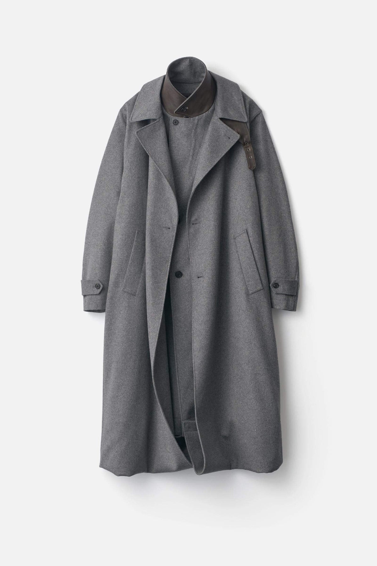 Ssstein - Layered Wool Cashmere Coat - Grey