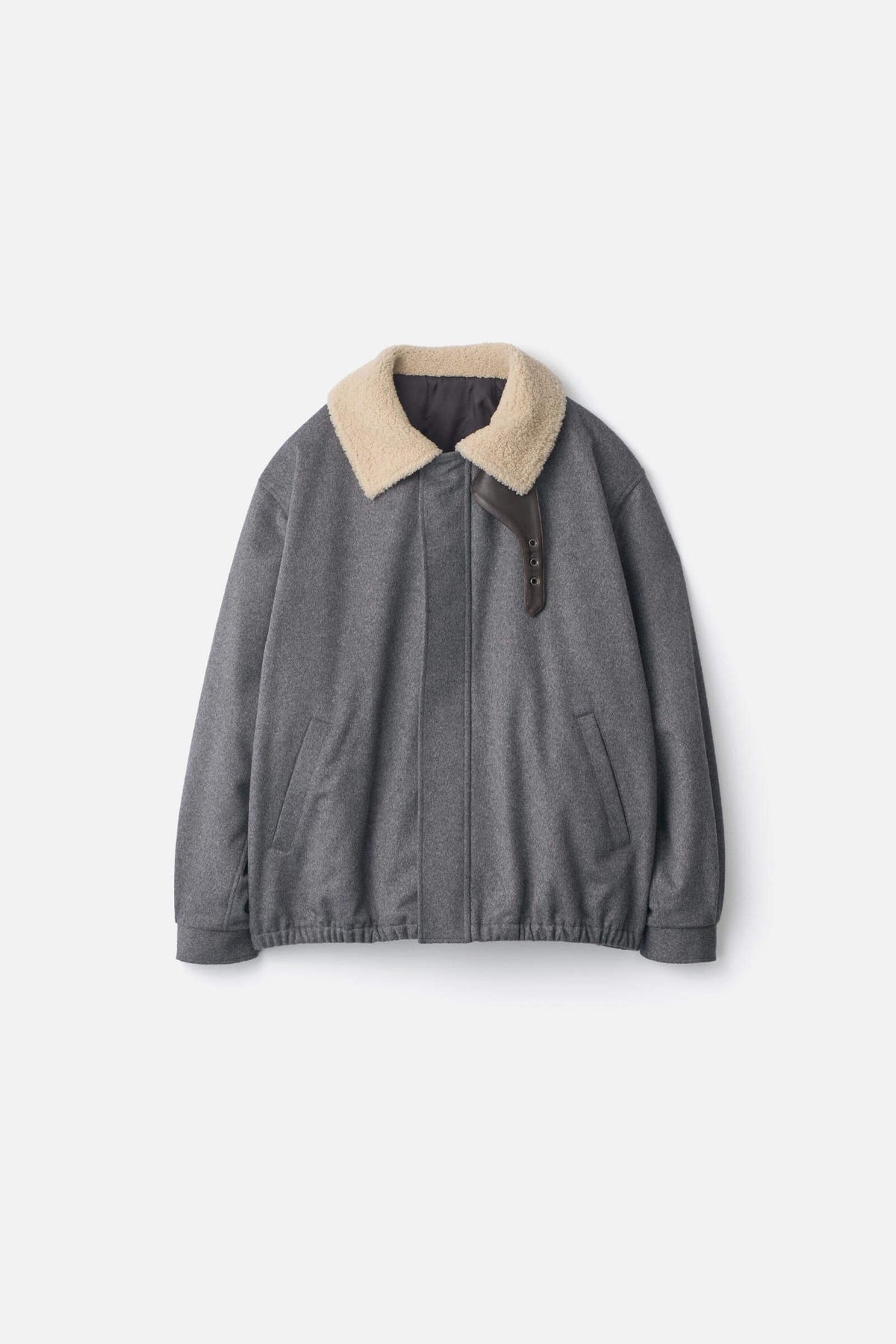 Ssstein - Shearling Collar Padded Wool Jacket - Grey