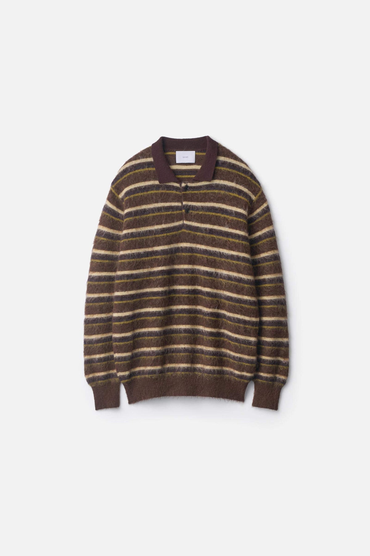 Ssstein - Ribbed Mohair Polo Sweater - Brown Multi