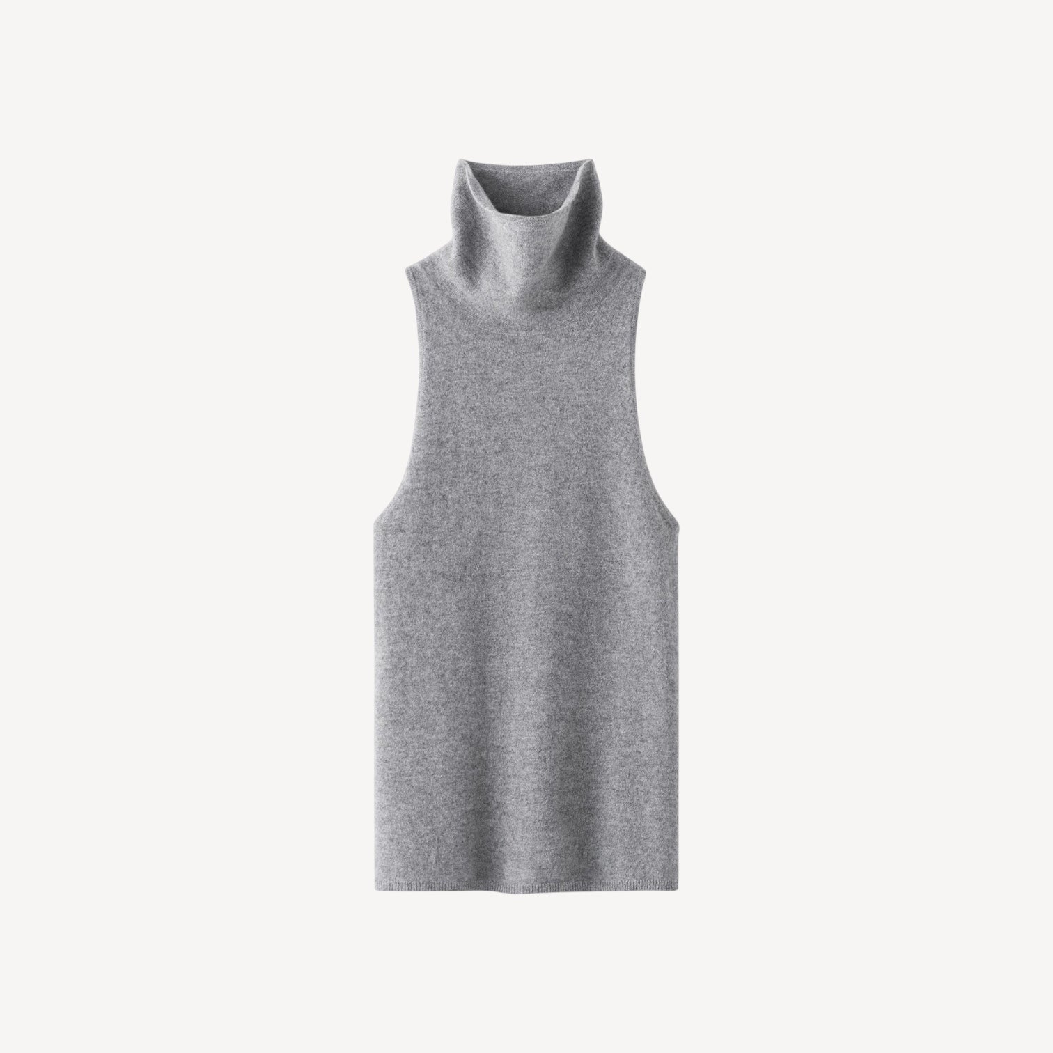 Lula Studio Prague grey sleeveless cashmere turtleneck top with a high neckline and racerback.