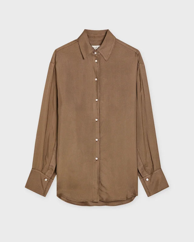 Róhe - Relaxed Shaped Shirt - Brown Mini Check
