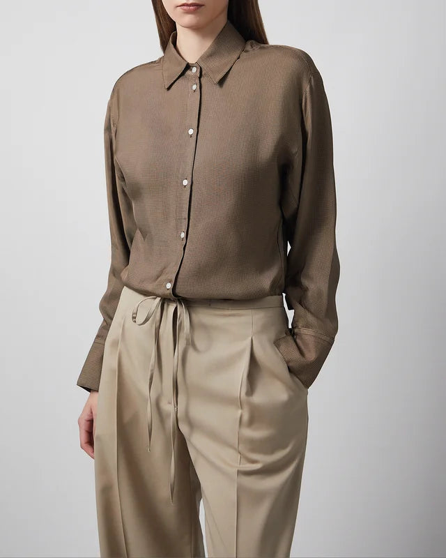 Róhe - Relaxed Shaped Shirt - Brown Mini Check