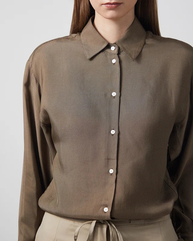 Róhe - Relaxed Shaped Shirt - Brown Mini Check