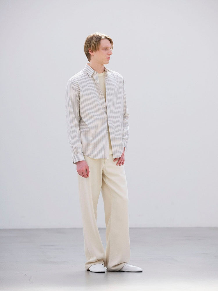 Auralee - Cotton Silk Stripe Shirt - Sax Blue Stripe
