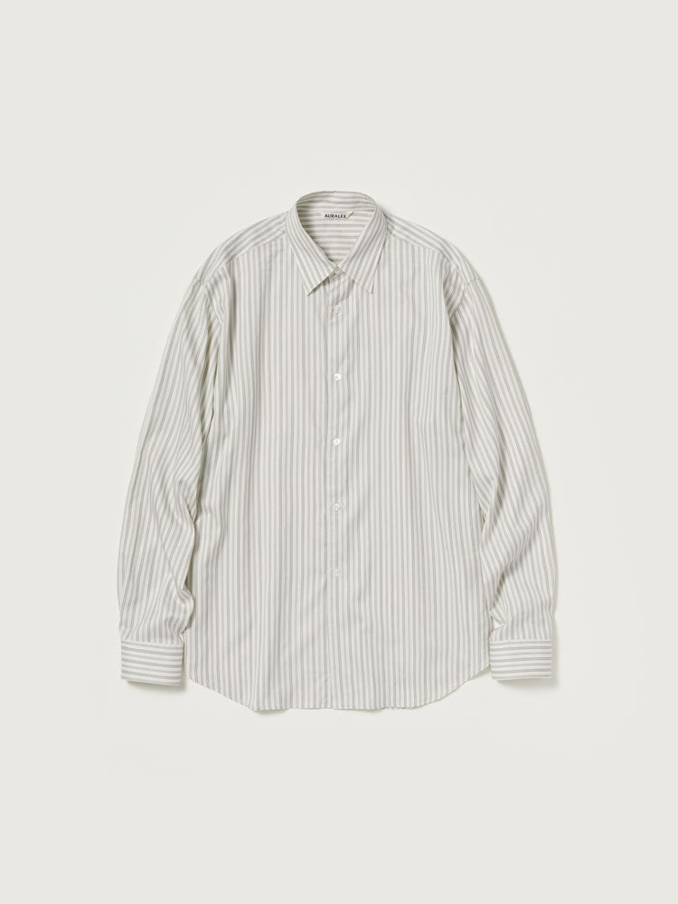 Auralee - Cotton Silk Stripe Shirt - Sax Blue Stripe