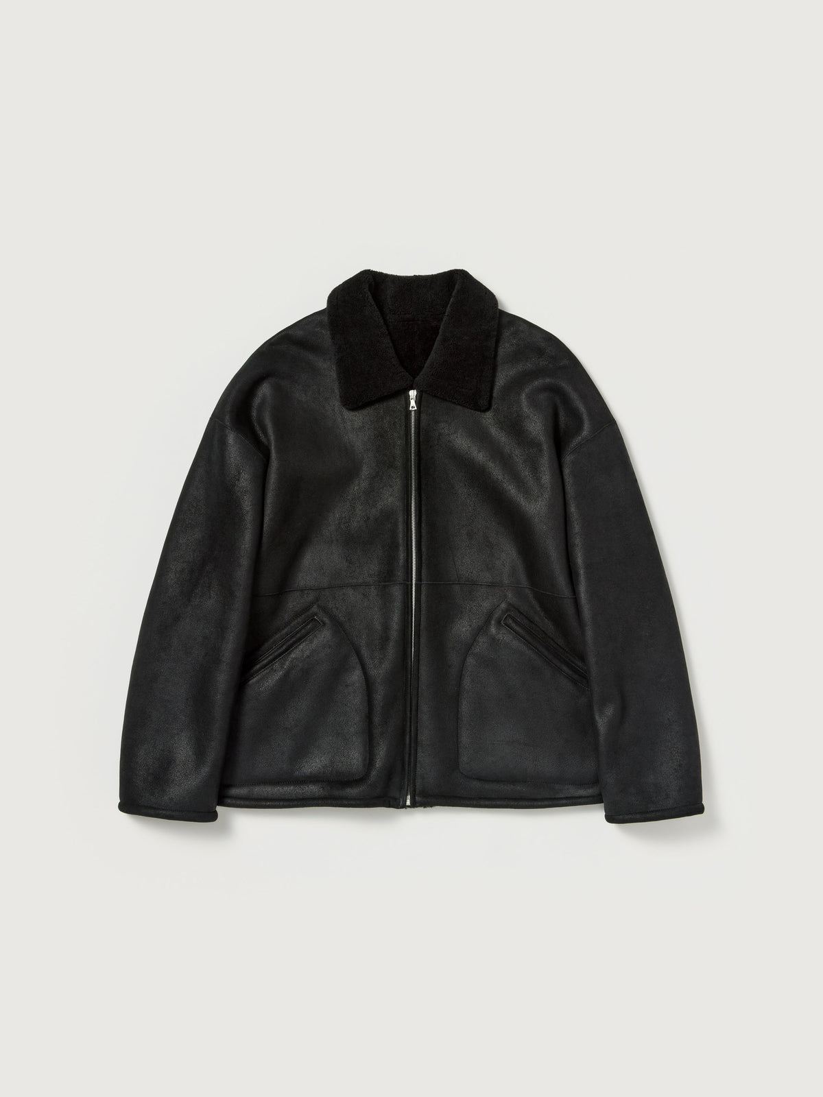 Auralee - Merino Shearling Zip Blouson - Black