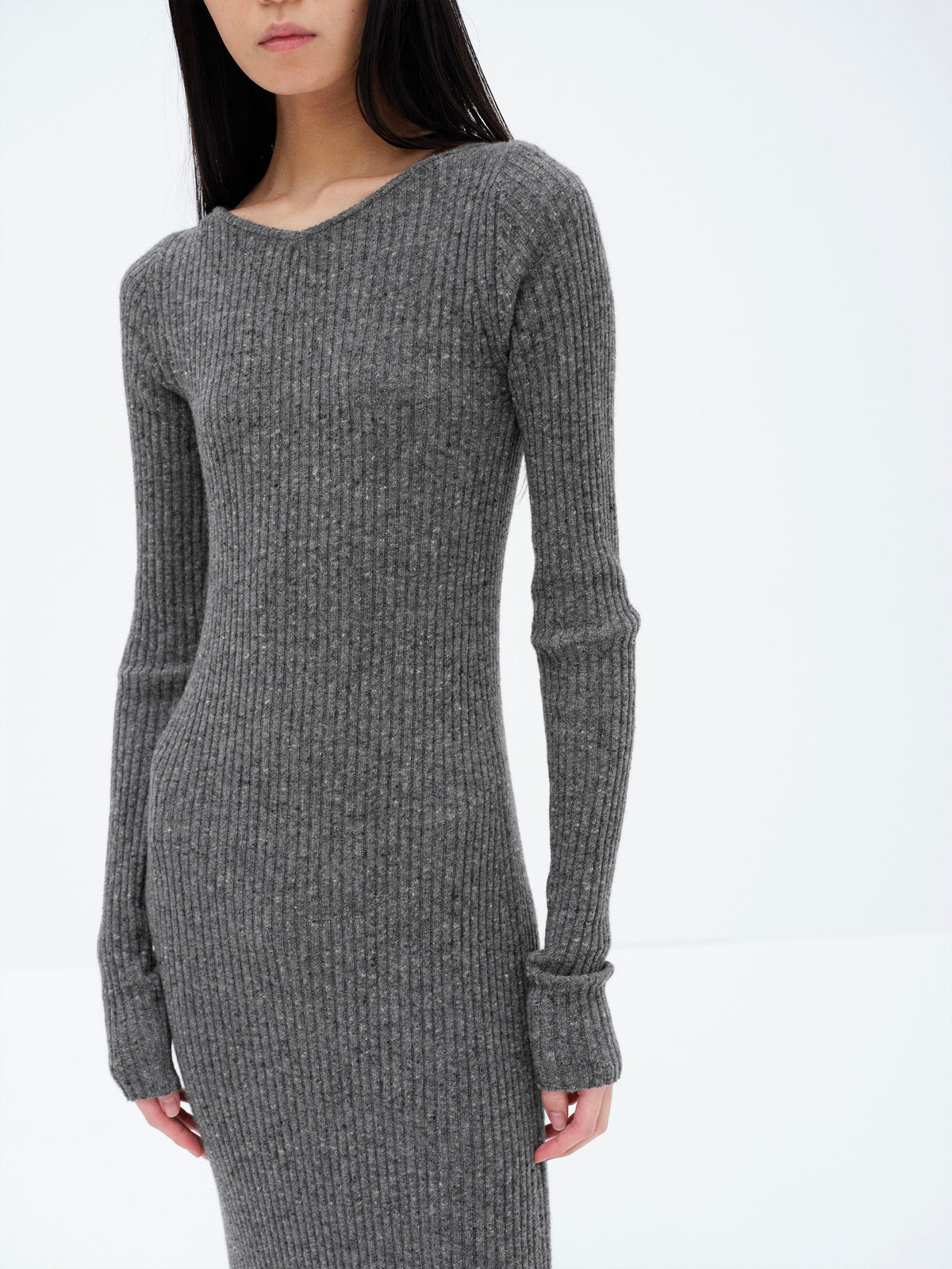 Auralee - Cashmere Nep Knit Dress - Mix Gray