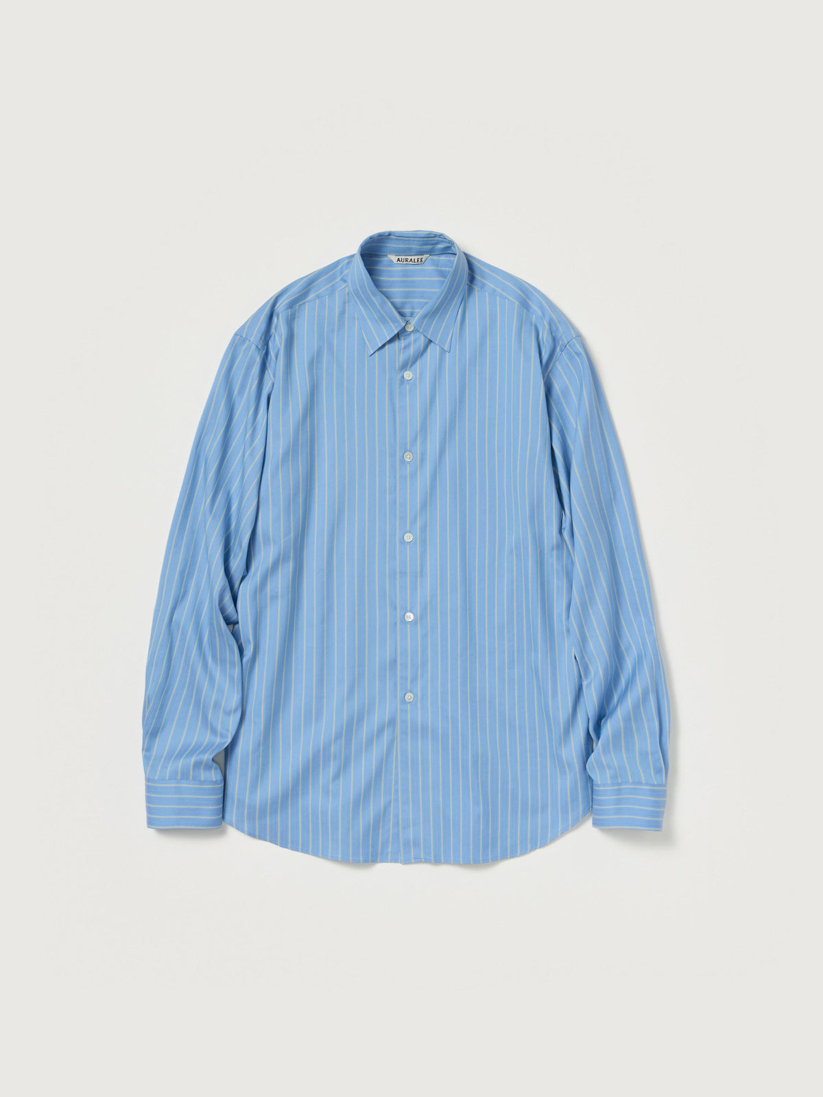Auralee - Cotton Silk Stripe Shirt - Sax Blue Stripe