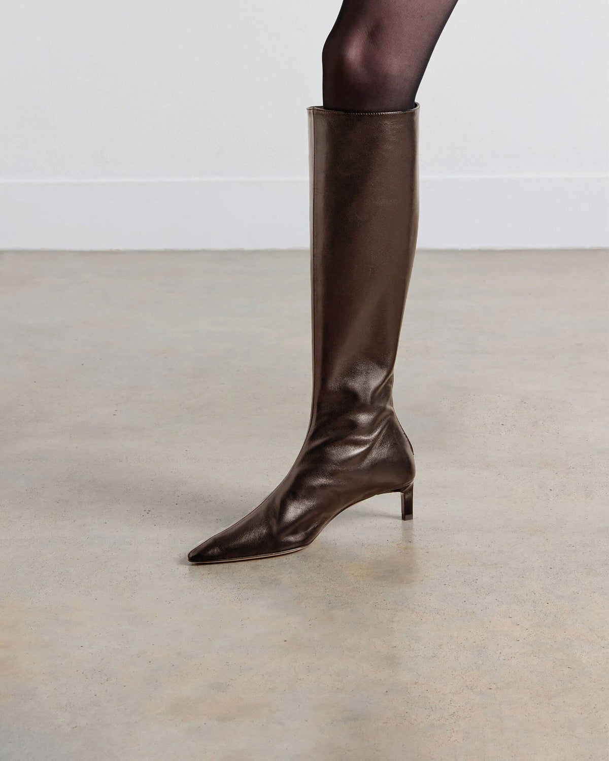 Dear Frances - Pointed Toe Knee High Boot - Espresso